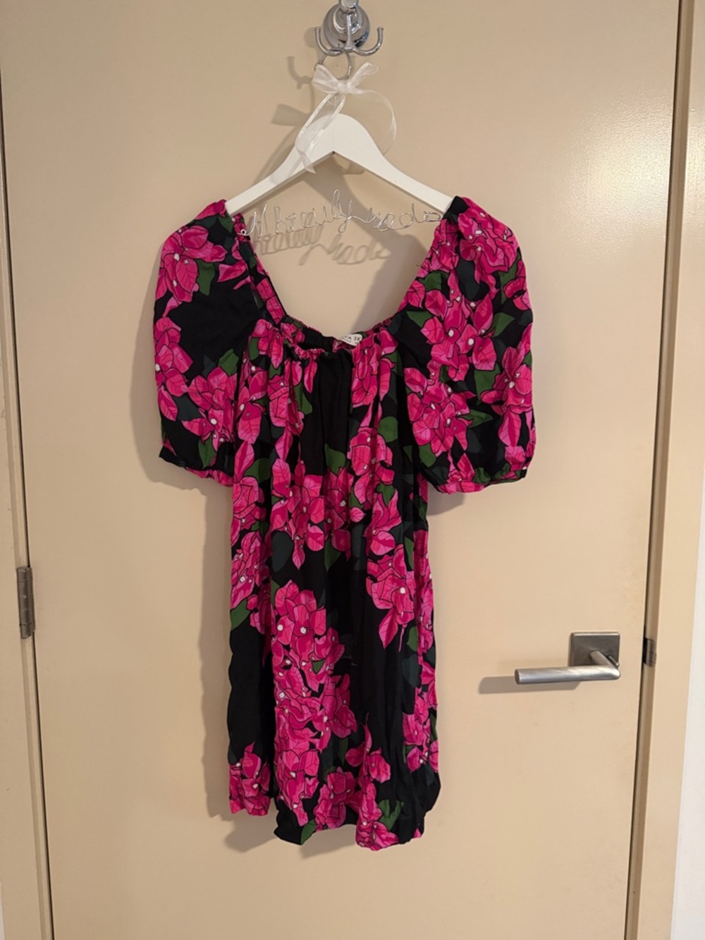 Ava Sky dress Isolde bougainvillea Fuchsia and Green Floral Sundress